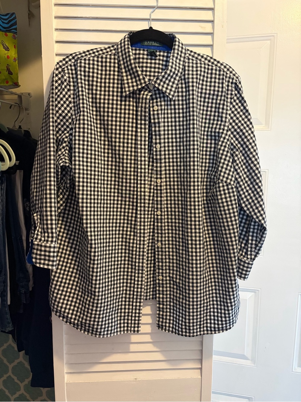 Women’s Ralph Lauren Black and White Gingham Button-Down Shirt